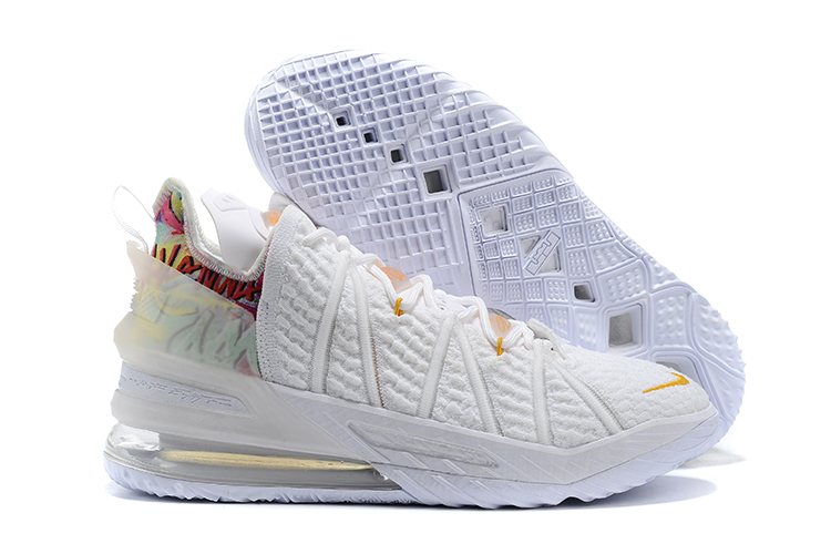 Nike Lebron 18 White Gold Red Shoes